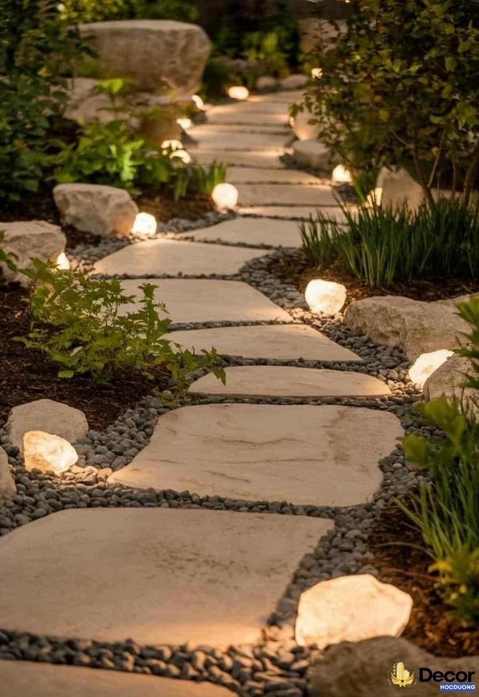 Đèn trang trí ngoài trời mang lại ánh sáng ổn định ngoài sân.