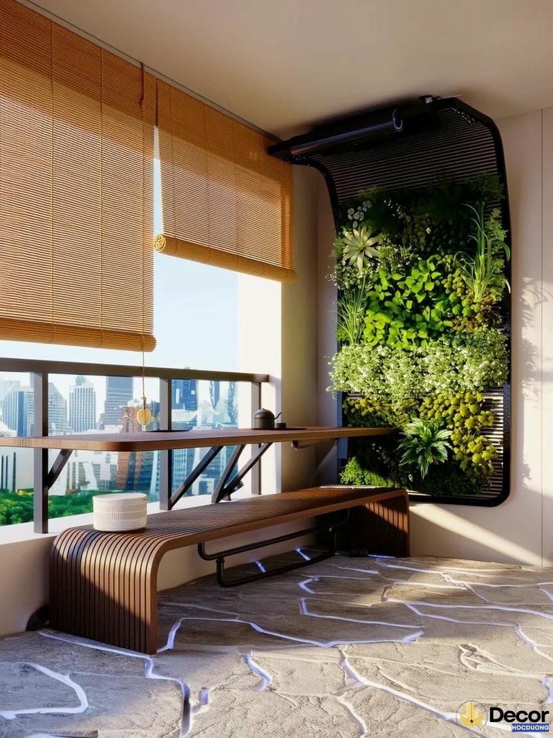 Mành tre trang trí giúp căn phòng thêm ấm áp.