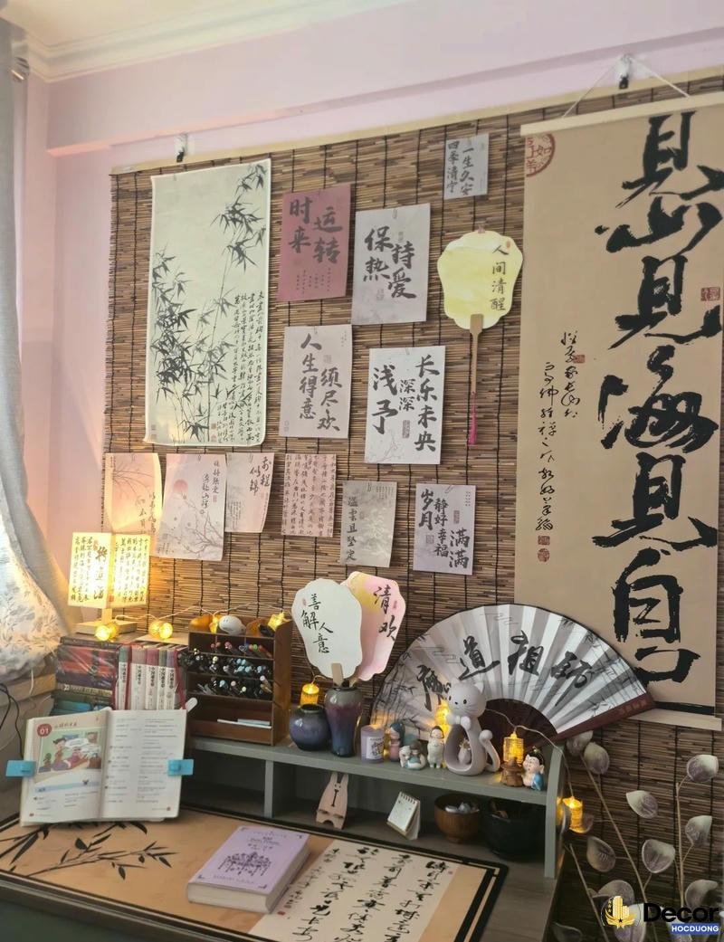 Mành tre trang trí giúp không gian thêm hài hòa.