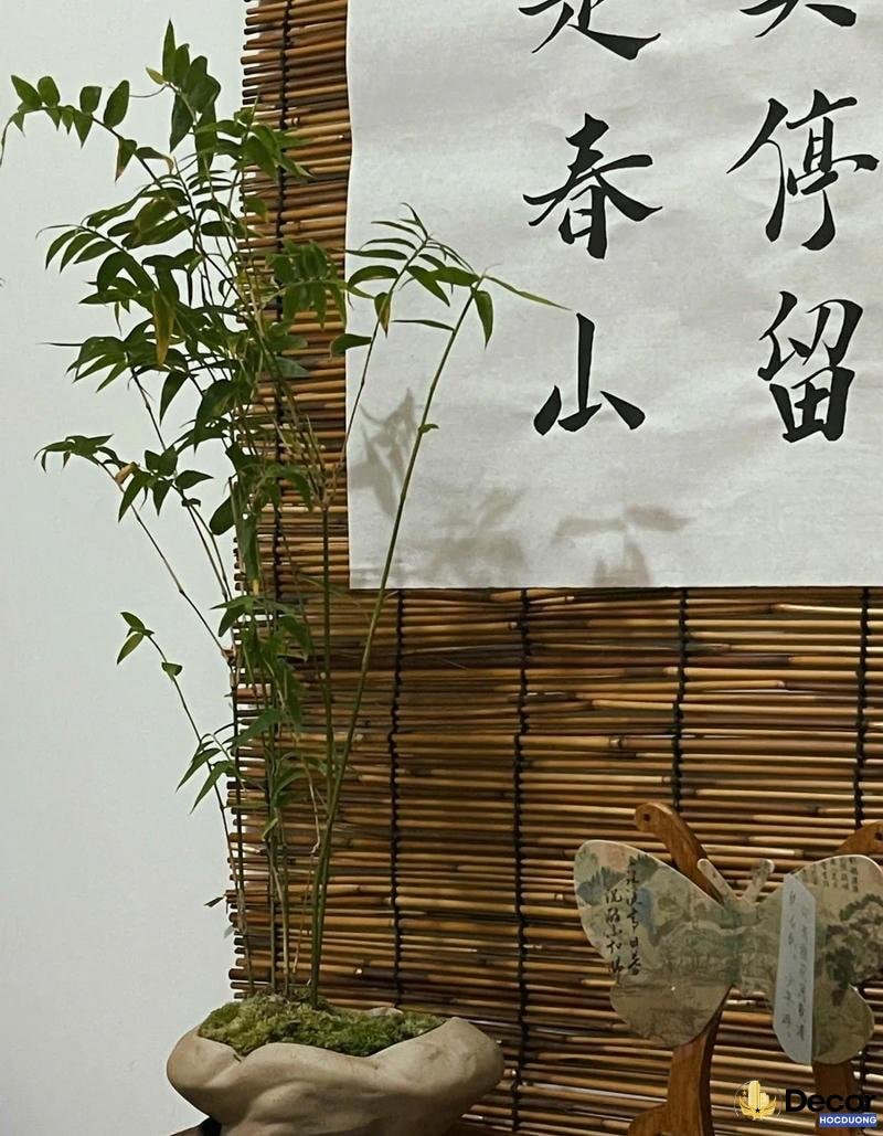 Mành tre trang trí giúp ngôi nhà thêm phần ấm cúng.