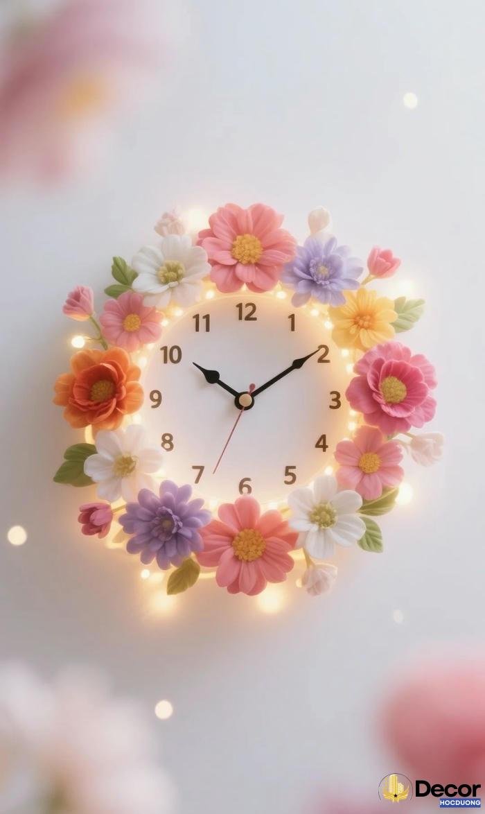 Trang trí đồng hồ treo tường hoa