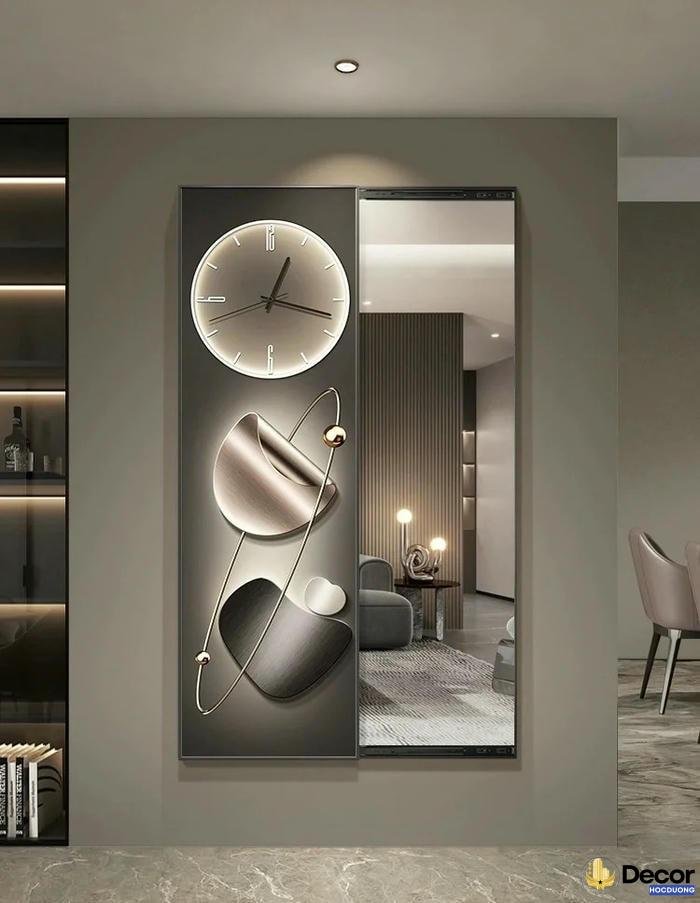 Trang trí đồng hồ treo tường màu xám