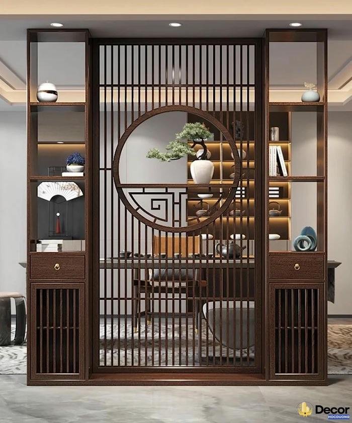 Vach ngan trang tri phong khach giup phan chia khu vuc hop ly.