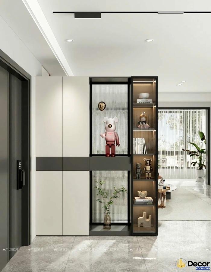 Vach ngan trang tri phong khach lam noi that tro nen tinh te.