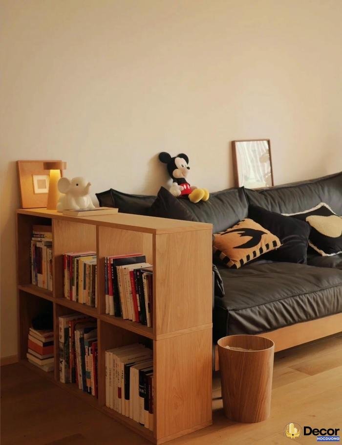 Vach ngan trang tri phong khach tao diem nhan hien dai.