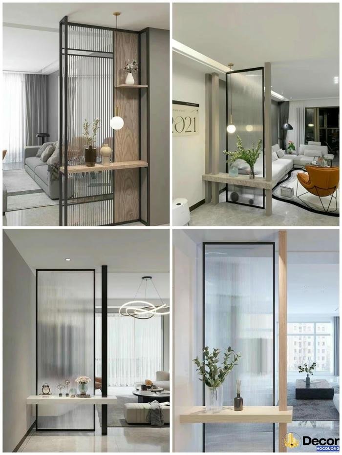 Vach ngan trang tri phong khach tao net dep sang va dep.