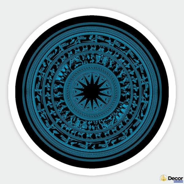 ảnh thảm trang trí với họa tiết trống đồng