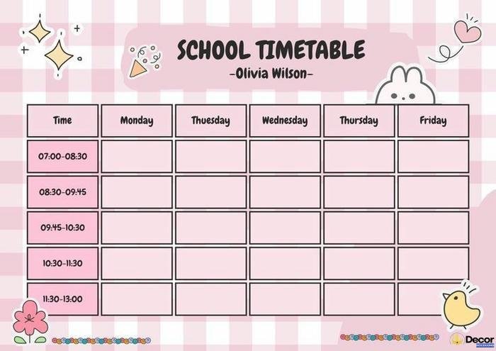 ảnh trang trí thời khóa biểu cấp 2 hồng
