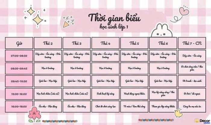 anh trang trí thời khóa biểu cấp 2