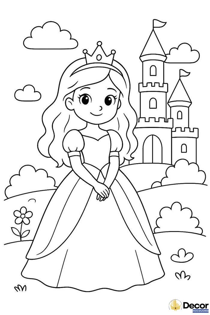 ảnh tranh tô màu công chúa cute