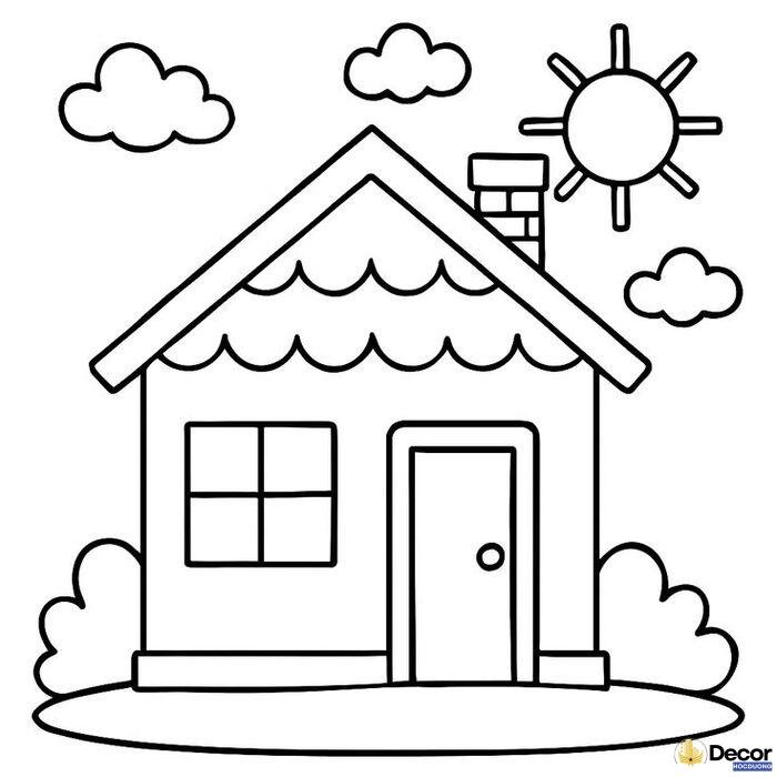 ảnh tranh tô màu hình ngôi nhà cute nhất