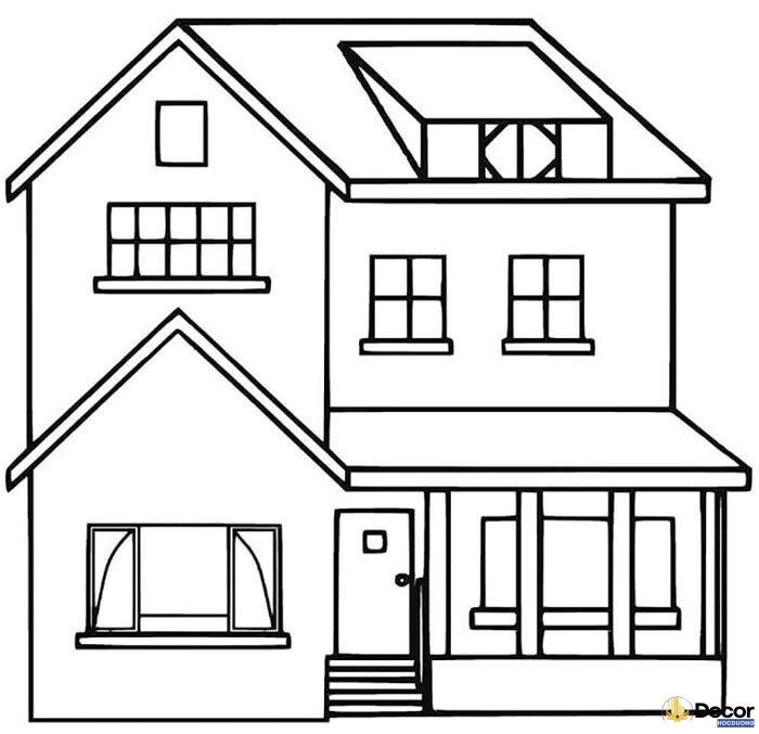 ảnh tranh tô màu hình ngôi nhà cute