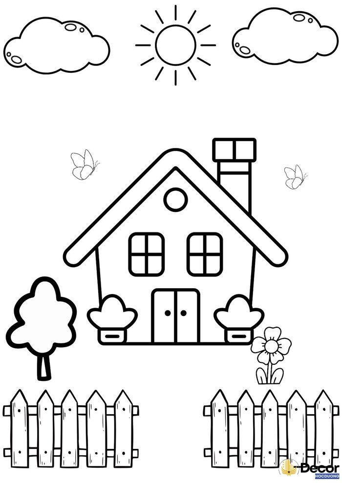 ảnh tranh tô màu hình ngôi nhà đẹp nhất