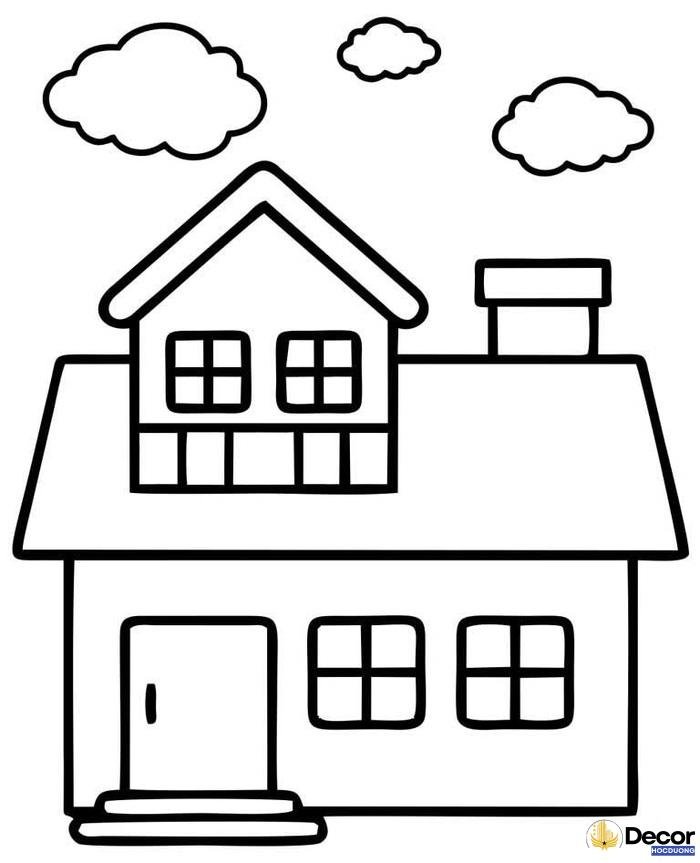 ảnh tranh tô màu hình ngôi nhà