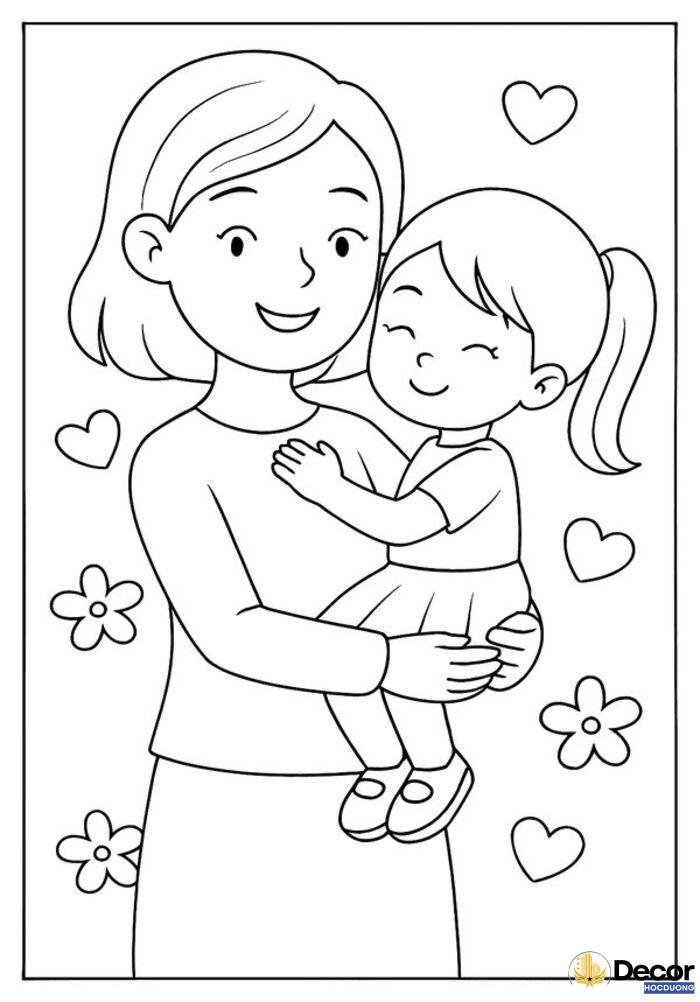 ảnh tranh tô màu ngày 83 mẹ con