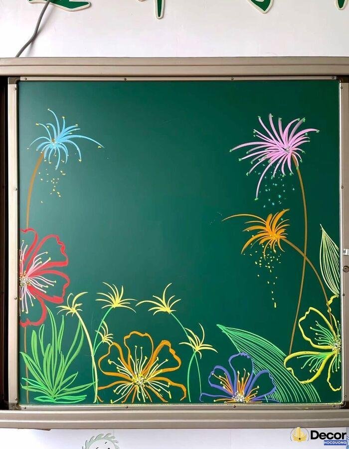 ảnh vẽ hoa trang trí bảng đơn giản siêu đẹp