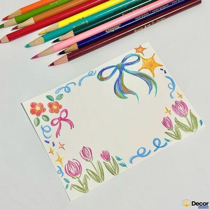 ảnh vẽ hoa trang trí góc giấy a4 cực nghệ