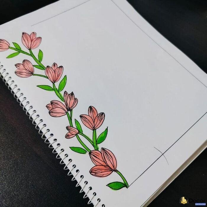 ảnh vẽ hoa trang trí góc giấy a4 nghệ nhất