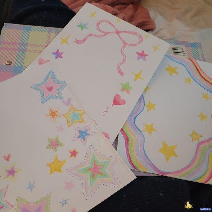 ảnh vẽ hoa trang trí góc giấy a4 nghệ thuật