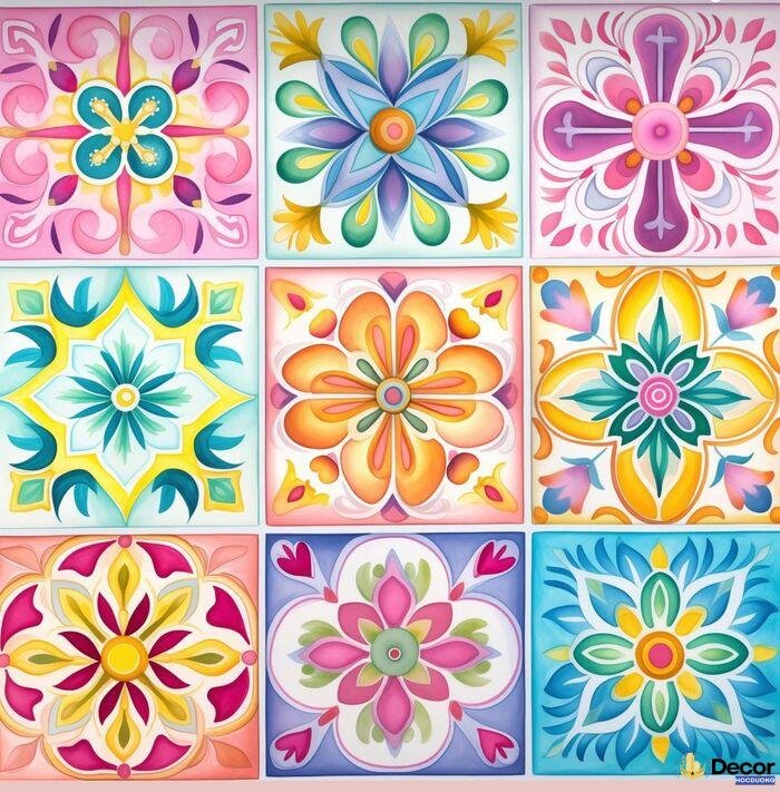 ảnh vẽ trang trí đường diềm hình vuông cực đẹp