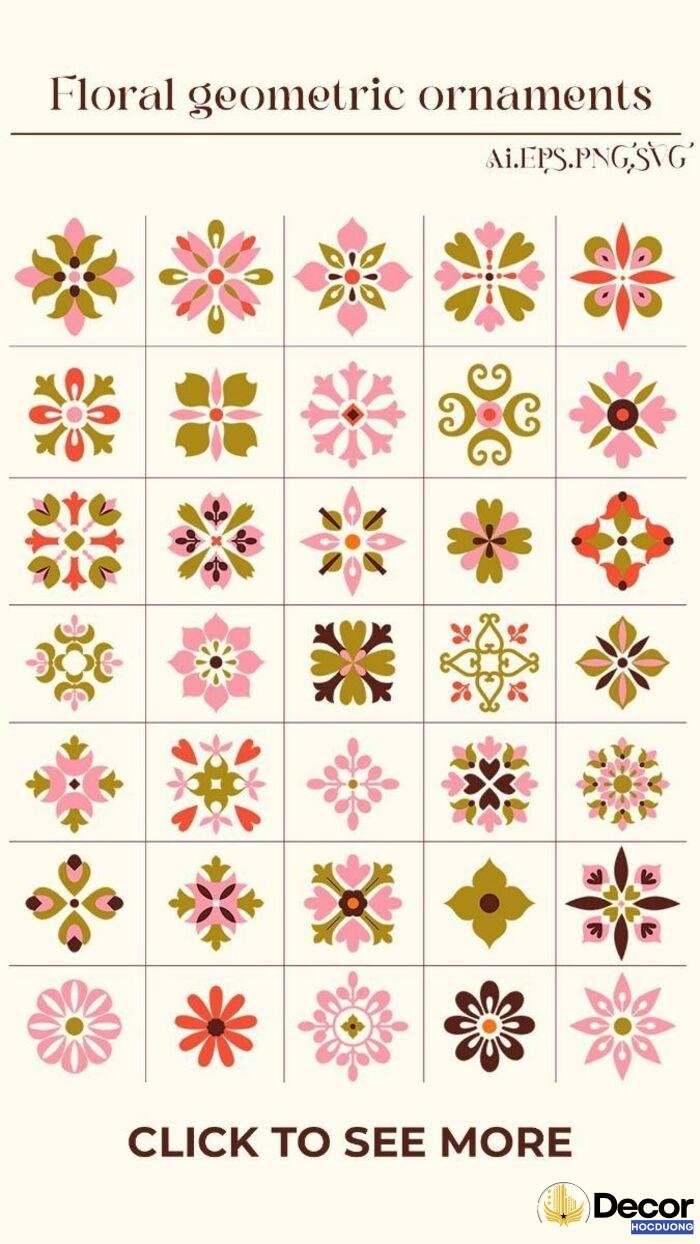 ảnh vẽ trang trí đường diềm hình vuông siêu nghệ