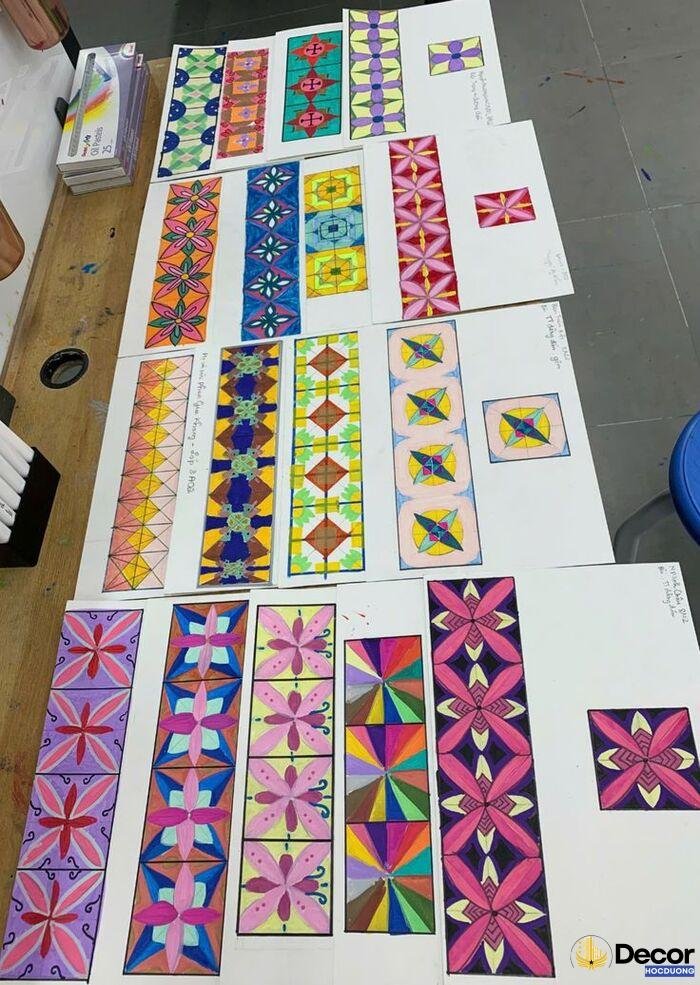 ảnh vẽ trang trí đường diềm hình vuông