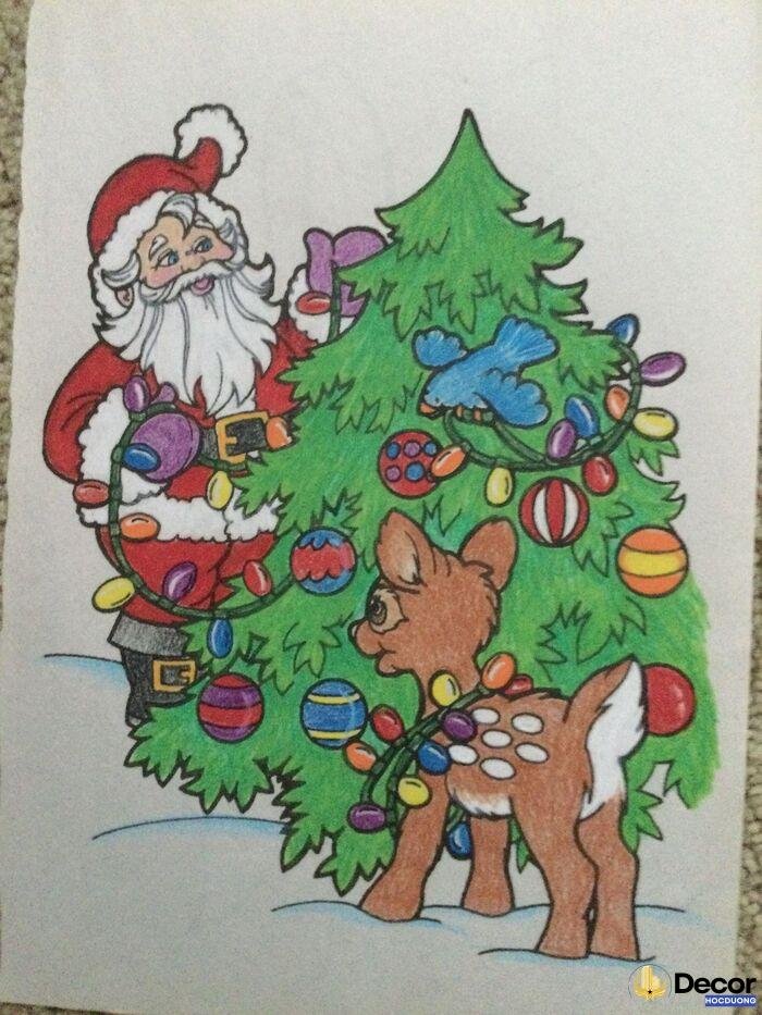 ảnh vẽ trang trí noel nghệ thuật