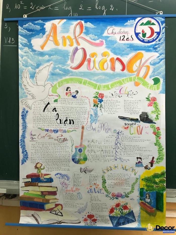 bài vẽ trang trí đầu báo tường lớp 7