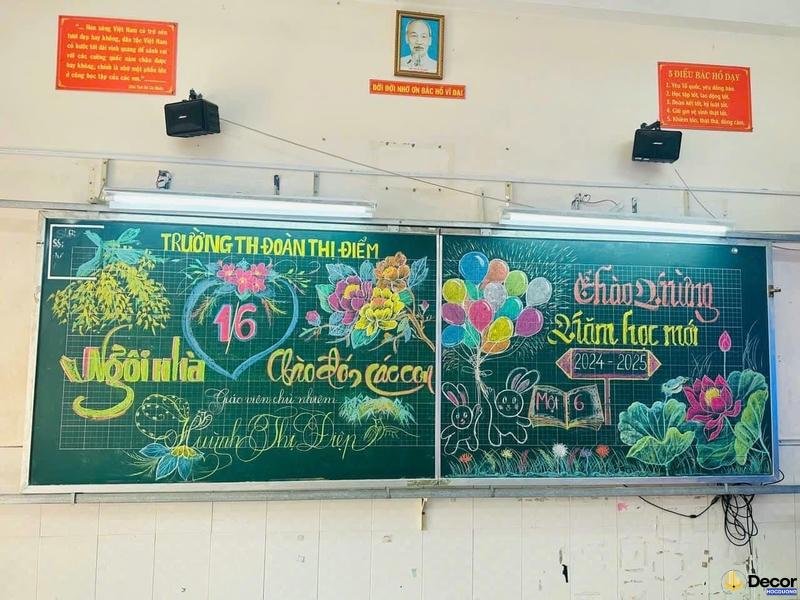các mẫu trang trí bảng chào mừng năm học mới