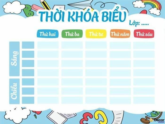 cách trang trí thời khóa biểu cấp 1