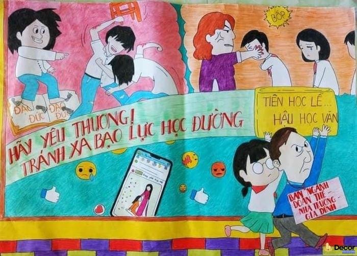 hình ảnh học đường trong tranh vẽ