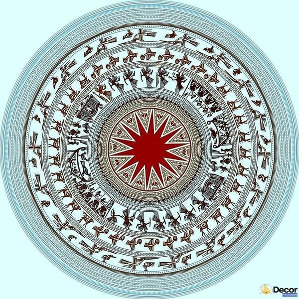 hình ảnh thảm trang trí với họa tiết trống đồng