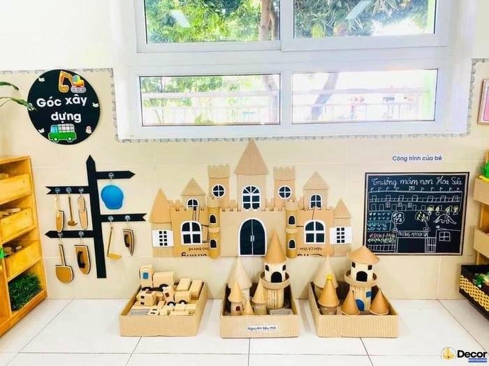 hình ảnh trang trí góc thư viện mầm non