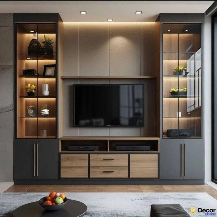 hình ảnh trang trí kệ tivi phòng khách đơn giản