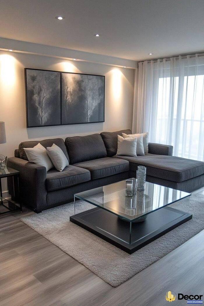 hình ảnh trang trí phòng khách basic xinh