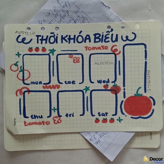 hình ảnh trang trí thời khóa biểu cấp 2