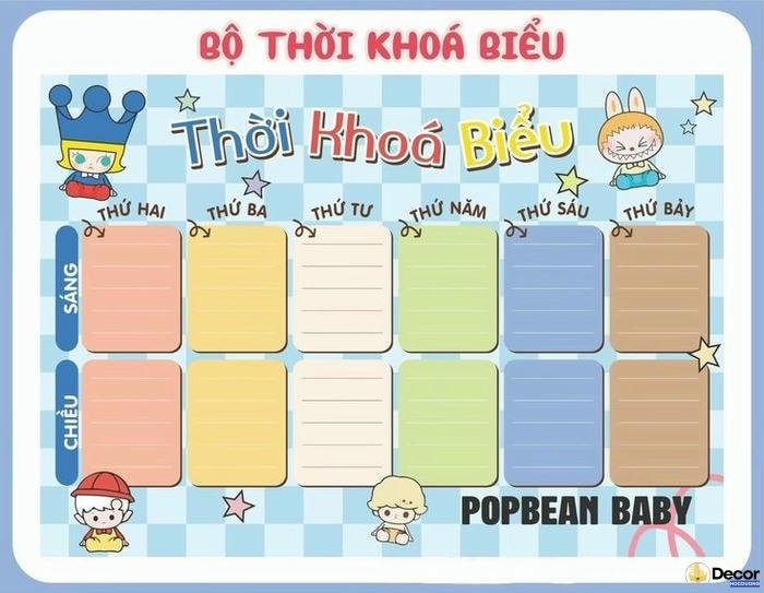 hinh anh trang trí thời khóa biểu cấp 2