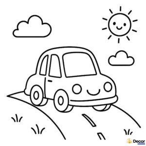 hình ảnh tranh tô màu ô tô đẹp xinh