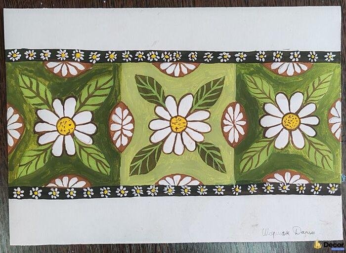 hình ảnh vẽ trang trí đường diềm hình vuông cực nghệ