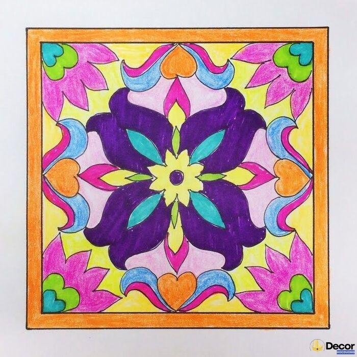 hình ảnh vẽ trang trí đường diềm hình vuông