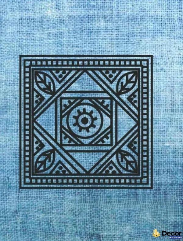 hinh thảm trang trí với họa tiết trống đồng