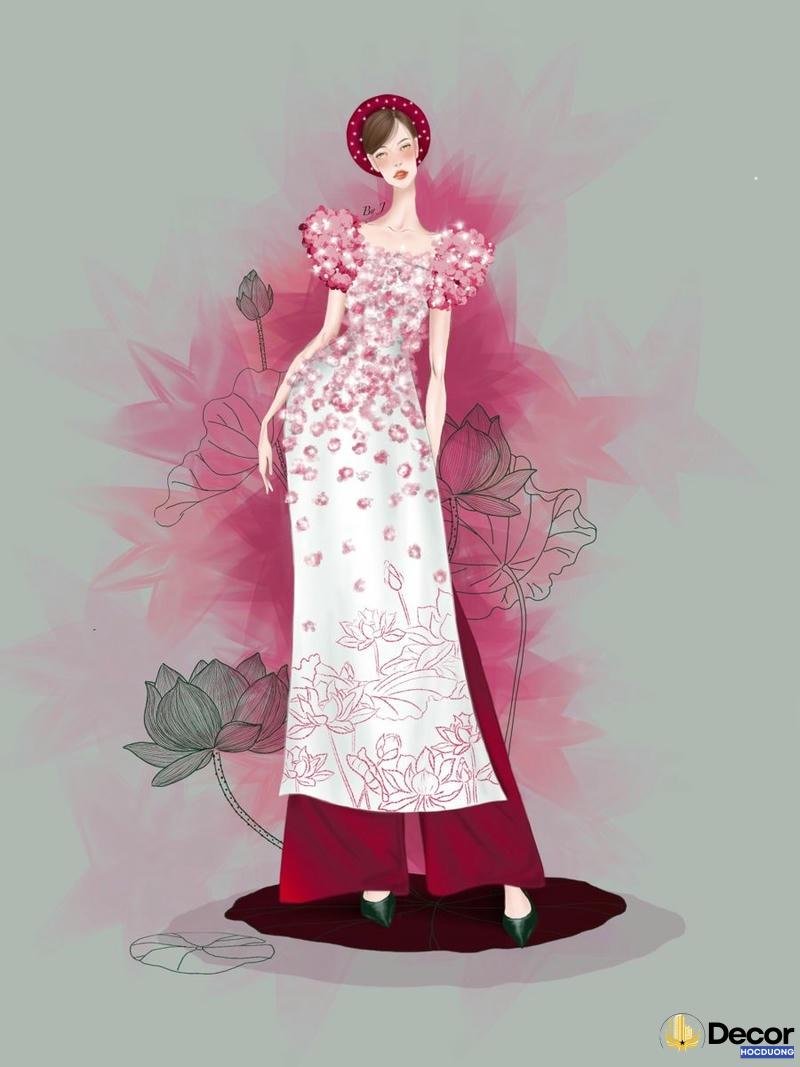 hinh trang trí áo dài