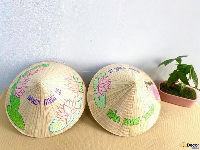 hình trang trí nón lá