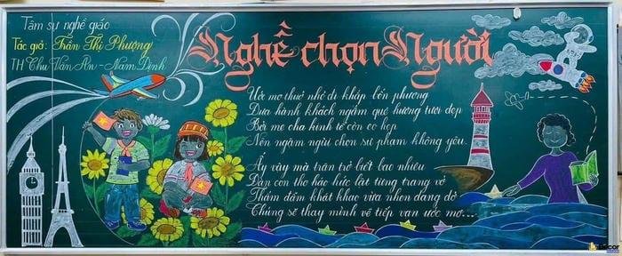 hình vẽ hoa trang trí bảng 20_11 bằng phấn