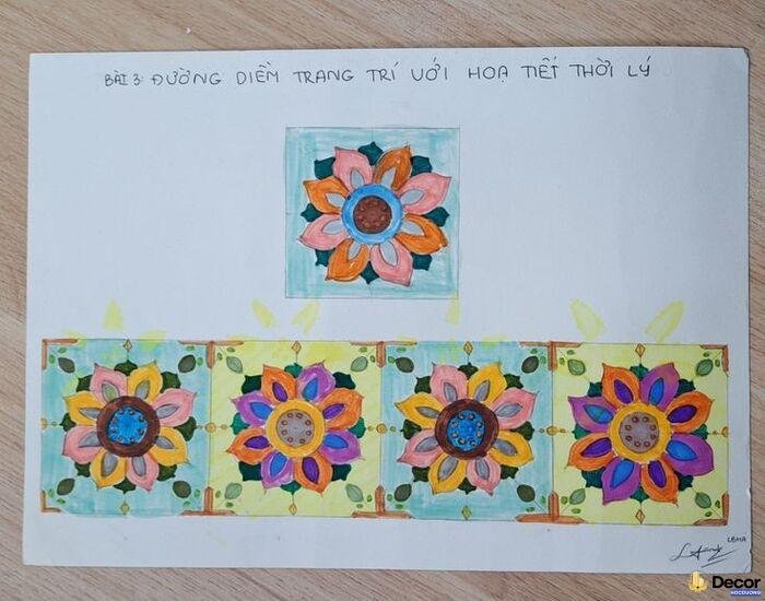 hình vẽ trang trí đường diềm hình vuông cực đẹp