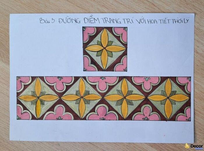 hình vẽ trang trí đường diềm hình vuông siêu đẹp