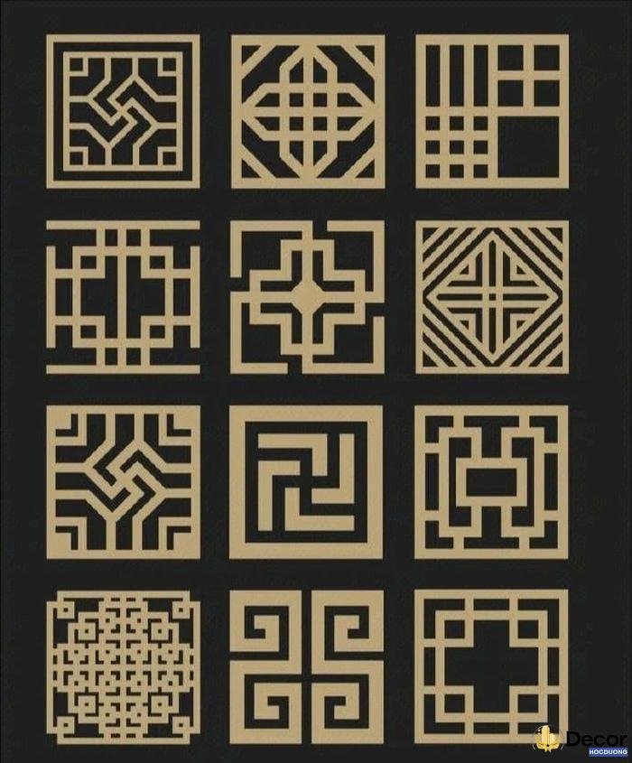 hình vuông trang trí đối xứng cho vải