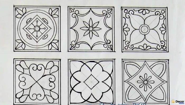 hình vuông trang trí đối xứng hình học