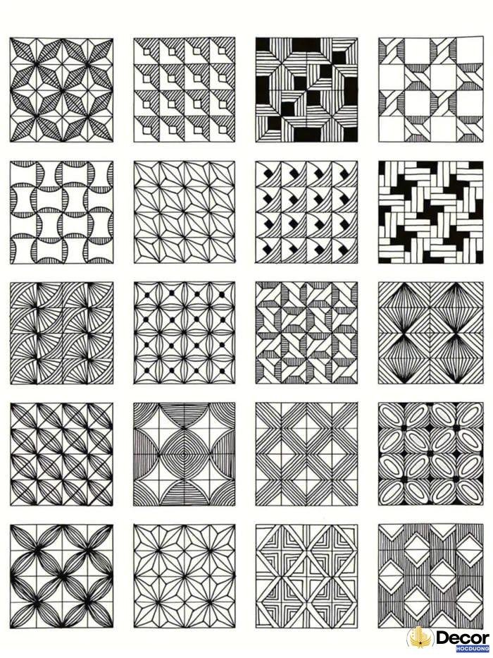 hình vuông trang trí đối xứng màu sắc