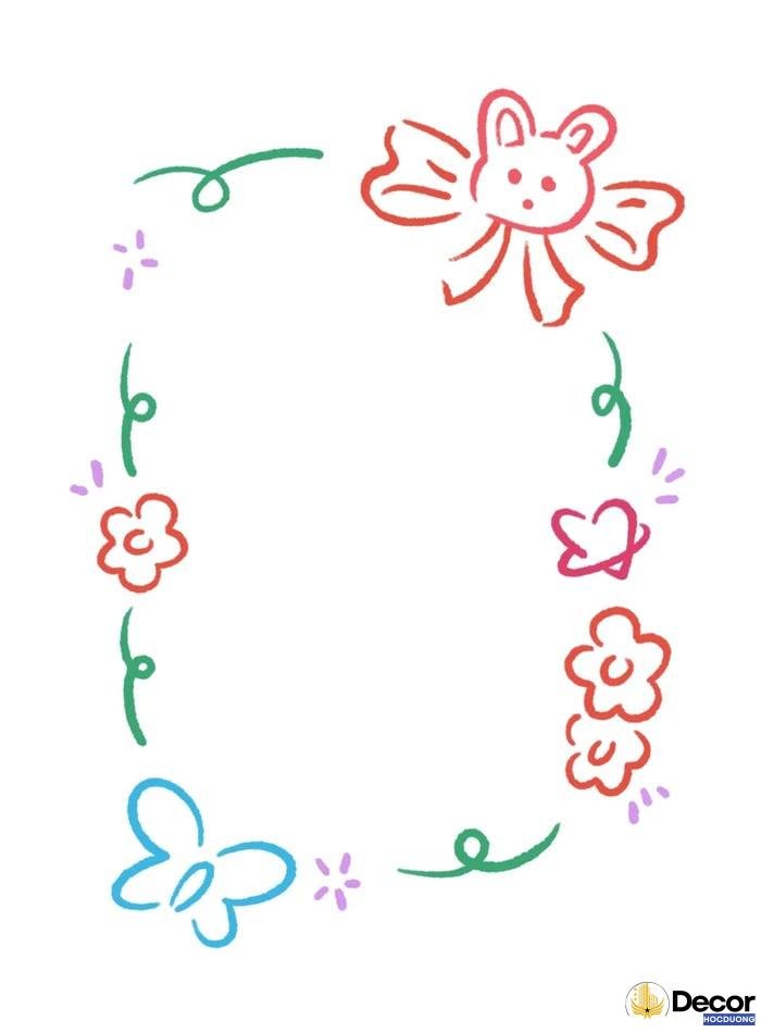 khung viền hoa lá vẽ tay đơn giản